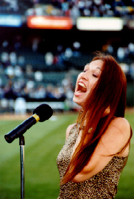 Photo: Kimberlee Sings the National Anthem at Oakland A's Game - (Please wait 10 seconds while photo loads.)